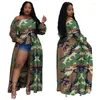 Plus Size Dresses WUHE Sexy Off Shoulder Women Tie Dye Print High Split Maxi Dress 2023 Spring Elegant Puff Long Sleeve Loose