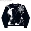 Men's Sweaters Y2k knitted sweater graphic men's sweater vintage loose fitting Distressed Pullovers casual Harajuku autumn women's cotton knitted sweater Z230811