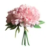 Flores decorativas 5 piezas grandes seda blanca seda artificial peony bouquet decoración de la casa de la boda grandes suministros del día de San Valentín falsos