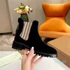 Designerskie kobiety buty vintage skórzane buty chelsea w paski kostki butowe brązowe buty zimowe szorstkie pięta