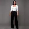 سروال نسائي Szkzk مثير زر Bodycon Flare High Weist Black White Blourous Women Women Clubwear for Party Night Club Long Bell Bottoms