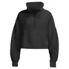 Kvinnors hoodies Sweatshirt Winter Pullover For Women Half Zip Long Sleeve Jackets Crop Tops Fleece Foded Gym Running Workout Clothes 230810
