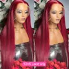 180%density 99J Straight Hair Front Lace Wig Real Hair Wig 13x4 Front Lace Wig Wine Red Wig Transparent Lace Wig Female Real Hair