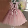 Girl Dresses Summer Sweet Clothing for Girls Solid Color Mesh Bowless Bottle Cine Cineple Gonna gonfio 12m-5y