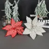 Decorative Flowers 1Pc Christmas Tree Glitter Gold Edge Flower Arrangement Cloth Art Fake DIY Ornaments Wreath Accessories