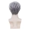 Cosplay Wigs Gres Men White Grey ombre Wigs Moda estilo homem respirável Cabelo sintético Fibra de peruca curta natural de alta temperatura 230811