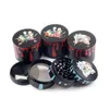 Hot Color Cartoon Pattern Herbal Grinder 50/55/63mm Diameter Four-layer Grindering 3D Drawing Tobacco Smoking Set Grinders Zinc Alloy with Water Droplet