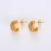 Stud Earrings French Vintage C-shaped Spring Half Ring For Women Personality Hollow Out Wrapped Fashion Charm Jewelry Accessories