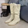 Stivali Nuovo inverno puntato con punta Western Cowgirl Boot Fashion Slip su scarpe quadrate di tallone a medio stivaletti eleganti lunghi stivaletti j230811