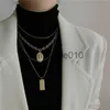 Pendant Necklaces Wind titanium steel necklace ins cold wind collarbone chain multi-layer stacked neck chain garden brand pendant sweater chain female J230811