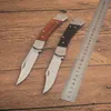 Nowy nóż składanego R3812 440C Satin Blade Drewno z uchwytem ze stali nierdzewnej na zewnątrz noża kieszonkowym EDC z pudełkiem detalicznym