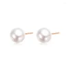 Studörhängen Real 18K Gold Natural Freshwater Pearl Women's AU750 Exquisite Gift Factory Drop Fashion Classic E0005