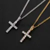 Pendanthalsband Hip Hop Cross Pendant Microset Large Zircon Necklace Fashion Men's Jewelry Bling J230811