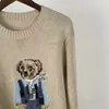 Maglione lavorato a maglia da donna statunitense - Maglione con orso americano Pullover in cotone alla moda invernale