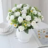 Dekorativa blommor 30 cm rosen Silk Bouquet Artificial For Wedding Home Decoration 5 Forks 6 Roses Bruden Holding Diy Bakgrundsvägg