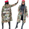 Women's Jackets Camouflage Trench Jacket Women Plus Size Clothing Letter Print Coat Streetwear Long Style Crop Top Wholesale Drop 230811