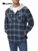 Men's Jackets MAGCOMSEN Plaid Jacket Warm Fleece Coats Winter Windproof Hooded Flannel Shirts Sherpa Lined 230810