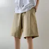 Herr shorts sommar bomullsmode vintage khaki svart last herr japanska streetwear lösa raka män m-2xl