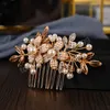 Luxury Floral Hair Petty Bride Tiaras Pear Golden Hairpin Crystal Shiny Girls Party Hair Clifts Gioielli per capelli da sposa