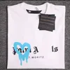 23ss Men's Tshirts t Shirt Palms Palmangel City Designer Limited Inkjet Graffiti Letter Printing Men's Women's Sailboat Short-sleeved Casual Tops hy27