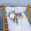 Fleurs décoratives 1pc Chaise de mariage arrière Fleur Fleur Mesh Ribbon Layout Proping Simulation Aménagement paysager en plein air