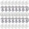 Decorazione 40/50 pezzi palloncini coriandoli in metallo bianco argento Natale Capodanno decorazioni di nozze Globos opachi compleanno