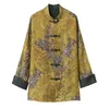 Etnik Giyim 2023 Çin tarzı Cheongsam Bluz Kadın İlkbahar ve Sonbahar Tang Suit Retro Stant Yaka Baskısı Üst S121