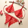 NXY Sexy Lace Lingerie Set Women Hot Exotic Naked Crotchless Transparent Underwear G-string Bandage Bikini See Through Open Bra Sets 230717