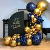Dekoration 89 st marinblå ballong girland guld ballonger för baby shower bröllop födelsedag dekor