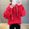 Damen Hoodies Sweatshirts OUSLEE Übergroßer Kapuzenpullover Herbst Winter Korean Loose Letter Band Kapuzenpullover Plüsch Langarm Pullover 230810