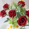 Dekorativa blommor 30 cm rosen Silk Bouquet Artificial For Wedding Home Decoration 5 Forks 6 Roses Bruden Holding Diy Bakgrundsvägg