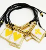 Charm Bracelets 5Pcs Simple Style Boho Cross Heart Beaded Handmade Plastic Elastic Rope Charm Bracelet For Girls Dainty Gift 230810