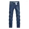 Brand masculin pour hommes 2023 Summer régulièrement ajustement léger extensible Solide Blue classique Classic Straitement pantalon Men pantalon complet longueur