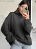 Women's Sweaters Women's Solid Casual Loose Turtle Neck Sweater Fashion Thick Long Sleeve Zipper 2023 Autumn Women's Warm Knit Jumper Z230811