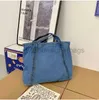 Stume a tracolla in tela in denim sacca per spalle da donna grande capacità di grande capacità semplice sacca per la spesa versatile arte borse da tote borse