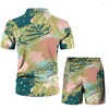 Parcours masculin Summer Men Setwear Streetwear Léopard Ampel Tablers à manches courtes Shorts de plage Hawaiian costumes 2 pièces Incerun 3X