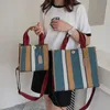 Kvällspåsar 2023 Canvas Stripe Tote Bag Vintage Shoulder Crossbody Large Small Size Versatile Women's Handbags Shopping Storage Handbag 230810