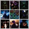 Led Halloween Mask Lysande glöd i den mörka mascaras halloween festdräkt cosplay maskerar skräck rekvisita neon ljus maskerad hkd230810