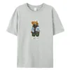 Gentleman Mr. Teddy Bear Nice Guy Prints Män Kort ärm Street Cotton T-shirts Löst överdimensionerade kläder Casual Breattable Tees