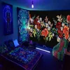 Tapisseries Black Light Tapestry mur suspendu UV réactif psychédélique mondial tapisserie pour dortoir de chambre à coucher décor de chambre indie r230811