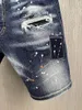 Men's Jeans 2023 Slim Fit Washed Light Color Printed Denim Shorts Fashion Micro Elastic Capris