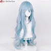 Cosplay Wigs High Quality Anime EVA 100cm Long Ayanami Rei Cosplay Wig Cyan Blue Curly Hair Heat Resistant Halloween Party Wigs Wig Cap 230810