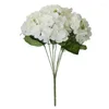 Dekorativa blommor htmeing konstgjorda siden bröllop hydrangea bukett 7 blommor lång stam busk brud mittpunkt diy dekorationer arrangemang