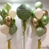 Decoration 15pcs Retro Olive Green Gold Balloons Birthday Decor Baby Shower Air Wedding Celebration Supplies Glob