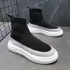 Boots Spring Autumn Men Chaussures plate-forme élastique Lightweight Breathable High Top Sneakers Fashion Brand