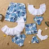 Passende Familien-Outfits Passende Familien-Outfits Sommer Breezy Palm Leaf Familie Passender Badeanzug Badebekleidung Mutter und Tochter Kinder Familienlook Schwimmen