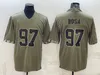 2024 Super Bowls Futebol 52 Patrick Willis Jersey 55 Dee Ford 54 Fred Warner 80 Jerry Rice 85 George Kittle 97 Nick Bosa Olive Salute To Service Color Rush Team