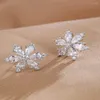 Stud Earrings Women's Fashion Snowflake Gilding Zircon Simple Sweet Flower Little Fresh Celebrity Student Jewelry