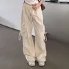 女性用ズボンY2Kベージュのテックウェア女性のためのパラシュートハラジュクスウェットパンツワイドレッグジョガーヴィンテージアメリカンレトロストリート