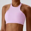 Tenue de yoga Ribbed Women Sports Sports Bra Souple sans support élevé Impact Fitness Gym Top Top Clothes Push-Up Corset Padded Activewea